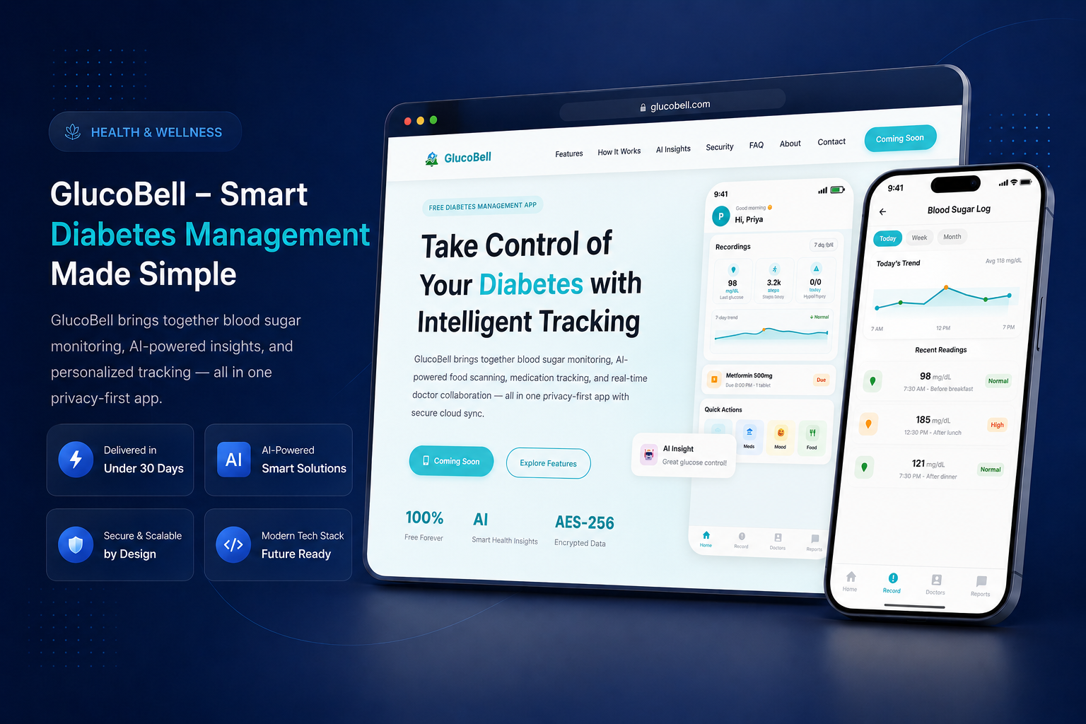 GlucoBell diabetes management app built by Skyfling
