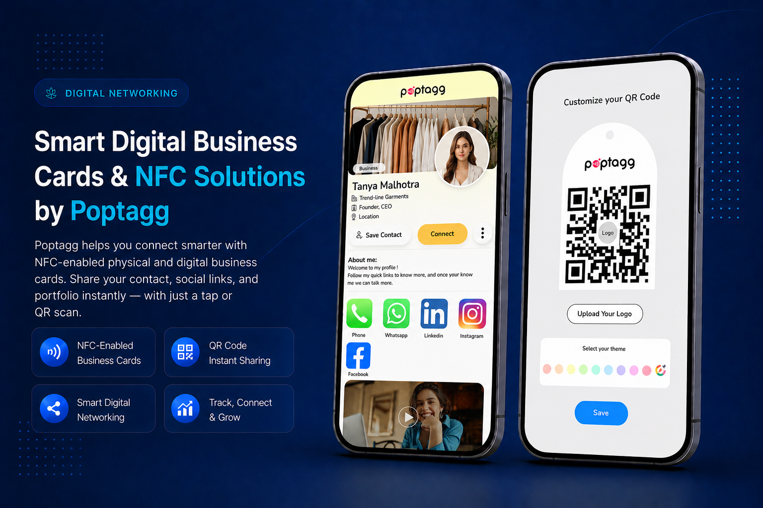 Poptagg NFC digital business card app built by Skyfling